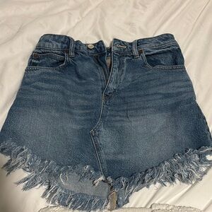 Free People Frayed Denim Skirt